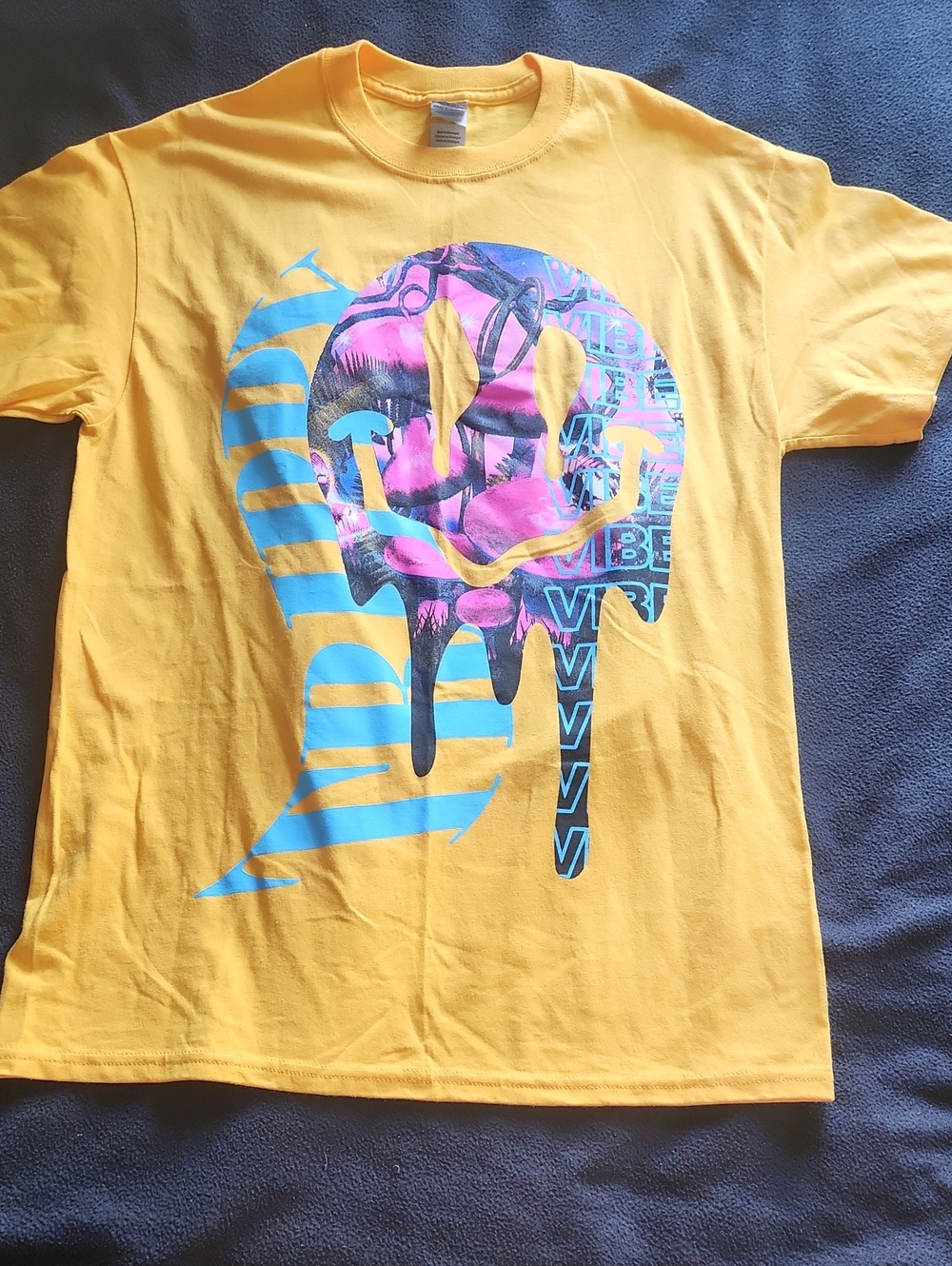 Yellow Graphic T-Shirt with Dripping Smiley